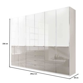 Drehtürenschrank Latina Front glasbeschichtet mit fünf Schubladen – Ansicht 9
