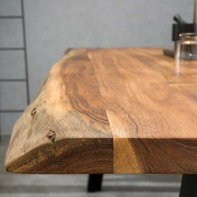 Tisch Massivholz und Metall Varadero mit natürlicher Baumkante im Industrie Stil – Ansicht 8