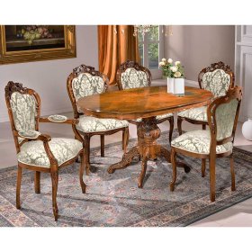Barockstil Armlehnstuhl Daltiana mit Ornament Webstoff in Creme und Taupe – Ansicht 5