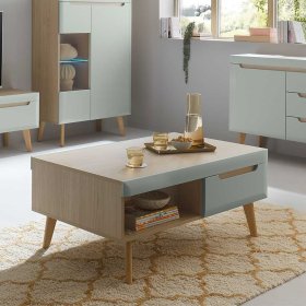 Couchtisch Casmas im Skandi Design in Eichefarben und Mintgrün – Ansicht 7