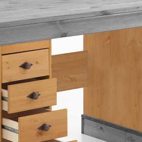 Büroschreibtisch Viaduca in Grau Kiefer teilmassiv im Landhaus Design – Ansicht 8