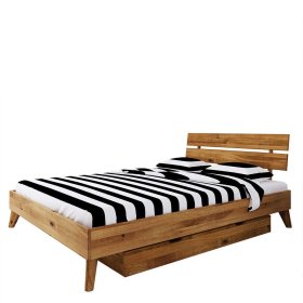 Singlebett Vinial aus Wildeiche Massivholz mit Schublade – Ansicht 1