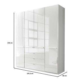 Schlafzimmer Drehtürschrank Bean in Weiß 198 cm breit – Ansicht 9