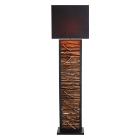 Moderne Design Stehleuchte Macy in Schwarz mit Treibholz Stele – Ansicht 1