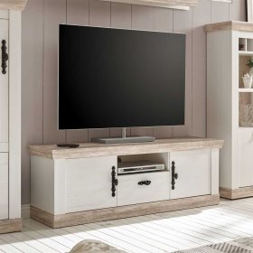 TV Wohnwand Flurencina im Landhaus Design in Weiß Pinie (vierteilig) – Ansicht 9
