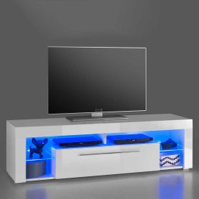 Hochglanz TV Board Lucrino in Weiß mit LED Beleuchtung – Ansicht 2