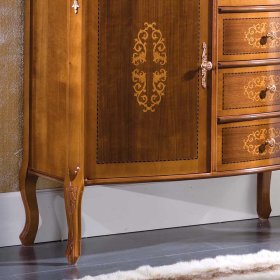 Schlafzimmer Kommode Marzonas im Barock Design in Nussbaumfarben lackiert – Ansicht 2