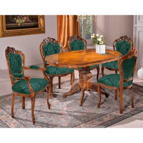 Esszimmer Sitzgruppe Daltiana in Nussbaumfarben im Barockstil (sechsteilig) – Ansicht 1