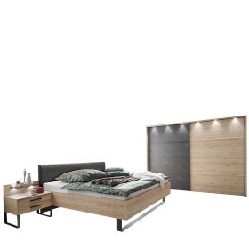 Komplettschlafzimmer Bruvena in Eichefarben und Dunkelgrau (vierteilig) – Ansicht 1