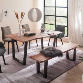Esszimmerbank Conzuela mit natürlicher Baumkante im Industry und Loft Stil – Ansicht 8