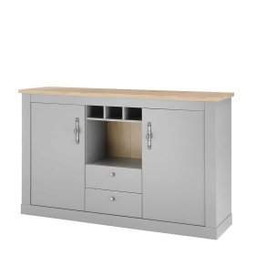 Wohnzimmer Kommode Cellossa mit Flaschenfächern und zwei Schubladen – Ansicht 1