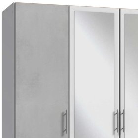 Kleiderschrank mit Spiegeln Garrysa in Beton Optik Lichtgrau und Weiß – Ansicht 3