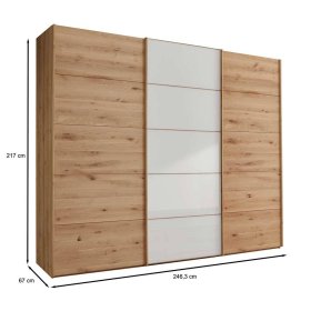 Schlafzimmerkleiderschrank Durac in Eiche Bianco und Weiß – Ansicht 9