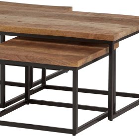 Couchtisch Set 3-teilig Wyola aus Mangobaum Massivholz und Metall (dreiteilig) – Ansicht 3