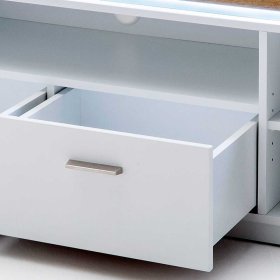 Fernseh Unterschrank Gereova mit LED Beleuchtung in Weiß und Wildeiche Optik – Ansicht 6