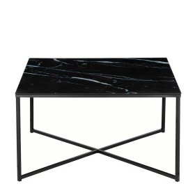 Retrostil Couchtisch Judita in Schwarz mit Glasplatte – Ansicht 2