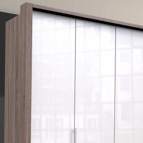 Schlafzimmerschrank Yunidra in modernem Design Trüffelfarben und Weiß – Ansicht 5