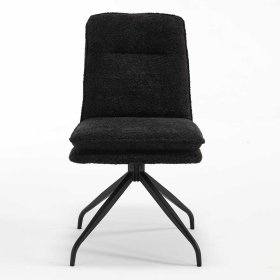 Boucle Polsterstuhl Marena in Anthrazit mit Gestell aus Metall (2er Set) – Ansicht 2
