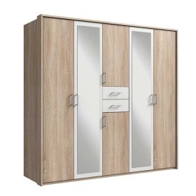 Made in Germany Schlafzimmerschrank Visinata in Eiche Sägerau und Weiß – Ansicht 2