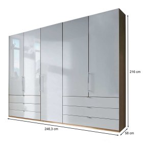 Falttürenkeiderschrank Waluva in Weiß und Eiche Bianco glasbeschichtet – Ansicht 5