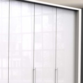 Moderner Falttürenschrank Grinzia in Weiß Glas beschichtet – Ansicht 5