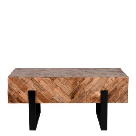 Rustikaler Couchtisch Brian aus Mangobaum Massivholz und Metall – Ansicht 2