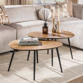 Couchtische Dedian in Altgoldfarben und Schwarz (zweiteilig) – Ansicht 2