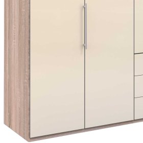 Falttürenschrank Codumenta in Cremefarben und Eiche Sägerau – Ansicht 4