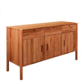 Massivholz Sideboard Artjes mit drei Schubladen und Drehtüren – Ansicht 1