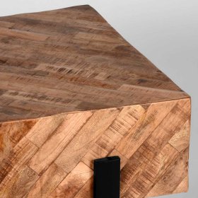 Rustikaler Couchtisch Brian aus Mangobaum Massivholz und Metall – Ansicht 6