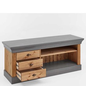 TV Board Viaduca in Grau und Kiefer teilmassiv mit drei Schubladen – Ansicht 3