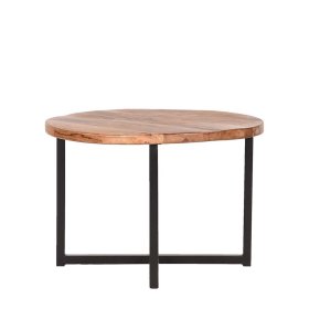 Runder Beistelltisch Concrete aus Mangobaum Massivholz und Metall im Industriedesign – Ansicht 2