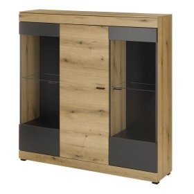 Highboard Vitrine Badehma in modernem Design mit zwei Glasböden – Ansicht 2