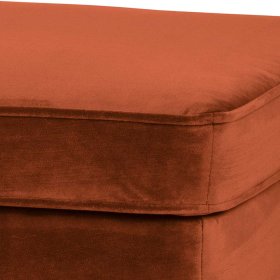 Fußhocker zum Sofa Berga in Rostfarben Samt mit Vierfußgestell aus Holz – Ansicht 4