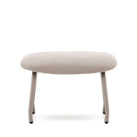 Hocker zum Sessel Deverino in Beige und Weiß mit Vierfußgestell aus Metall – Ansicht 2