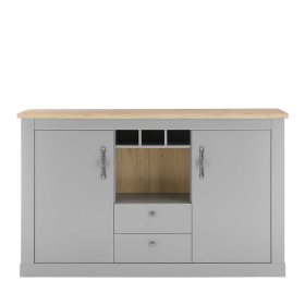 Wohnzimmer Kommode Cellossa mit Flaschenfächern und zwei Schubladen – Ansicht 3