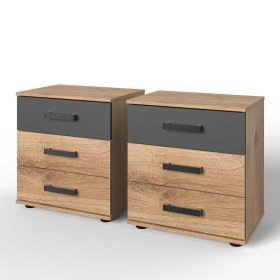 Bettkommode Latizia in Dunkelgrau und Plankeneiche Holzoptik – Ansicht 6