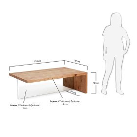 Sofatisch Focsani aus Eiche Massivholz mit Glaswange – Ansicht 4