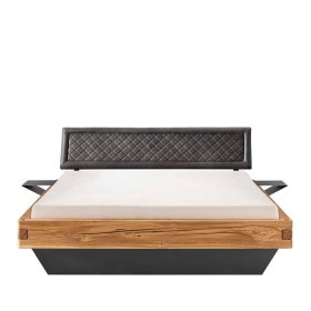 Doppelbett Coritanta im Industry und Loft Stil aus Wildeiche Massivholz – Ansicht 3