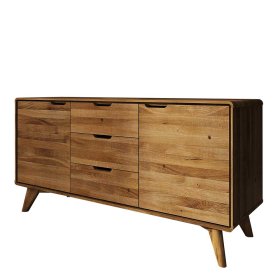Massivholz Wohnzimmer Sideboard Vinial in Wildeichefarben mit drei Schubladen – Ansicht 1