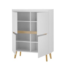 Wohnzimmer Schrankwand Jasturian im Skandi Design mit Holzgestellen (dreiteilig) – Ansicht 10