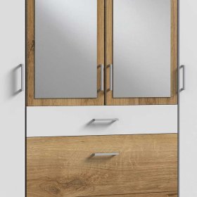 Großer Kleiderschrank Cerhard 179 cm breit in Plankeneiche NB und Weiß – Ansicht 4