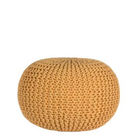 Strickstoff Sitzpouf Valerana in Ocker im Skandi Design – Ansicht 1