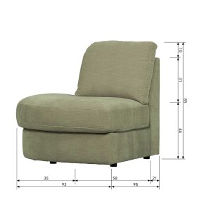 Modulsofa Abschluss Element links Karyon in Graugrün 93 cm breit – Ansicht 17