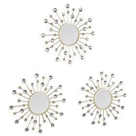 Designspiegel Trianus mit Metallrahmen in Goldfarben (3er Set) – Ansicht 1