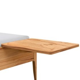 Wildbuche Doppelbett Lasina mit Polster Kopfteil in Weiß – Ansicht 5