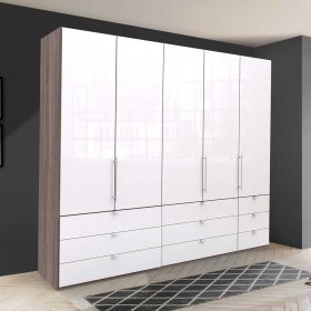 3 türiger Kleiderschrank Yunidra mit neun Schubladen modern – Ansicht 3