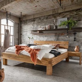 Doppelbett Tascam aus Wildeiche Massivholz im Industry und Loft Stil – Ansicht 2