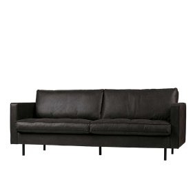 Recyclingleder Couch Lonzavez in Schwarz 230 cm breit – Ansicht 1