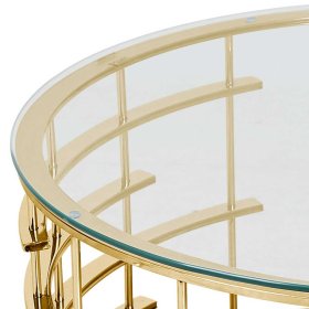 Couchtisch Glas Metall Nacional in Transparent und Goldfarben – Ansicht 3